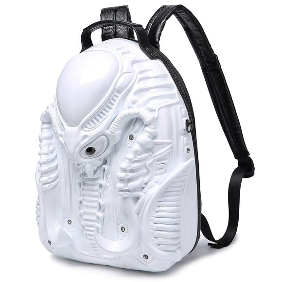 3616 and PVC 3D Xenomorph Shaped Purse Alien Backpack, White main image 5